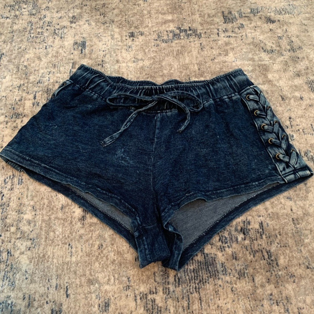 Denim colored cotton shorts